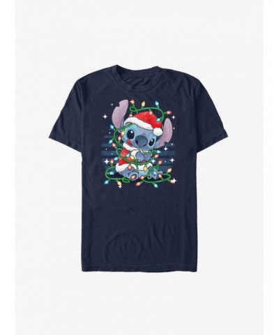 Disney Lilo & Stitch Santa Stitch Christmas Lights Extra Soft T-Shirt $8.37 T-Shirts