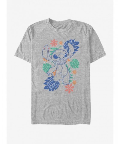 Disney Lilo & Stitch Retro Tropical Tonal Stitch T-Shirt $7.27 T-Shirts