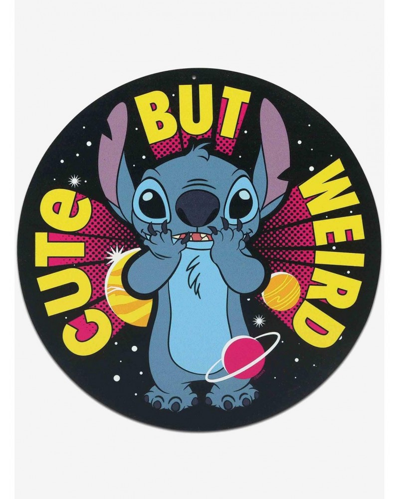 Disney Lilo & Stitch Cute But Weird Round Metal Sign $9.16 Door Signs