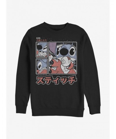 Disney Lilo & Stitch Armed And Adorable Japanese Text Crew Sweatshirt $12.99 Sweatshirts