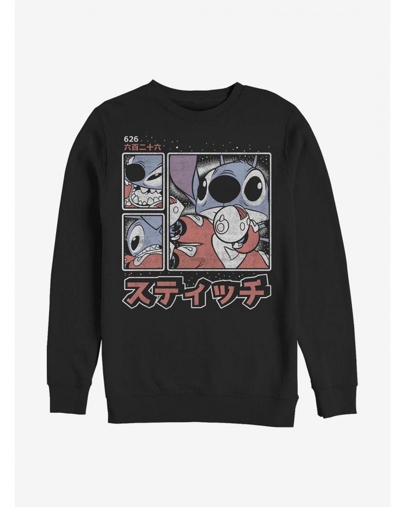 Disney Lilo & Stitch Armed And Adorable Japanese Text Crew Sweatshirt $12.99 Sweatshirts