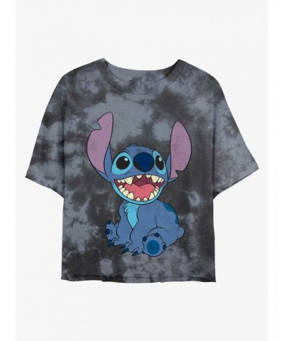 Disney Lilo & Stitch Happy Stitch Tie-Dye Girls Crop T-Shirt $9.48 T-Shirts