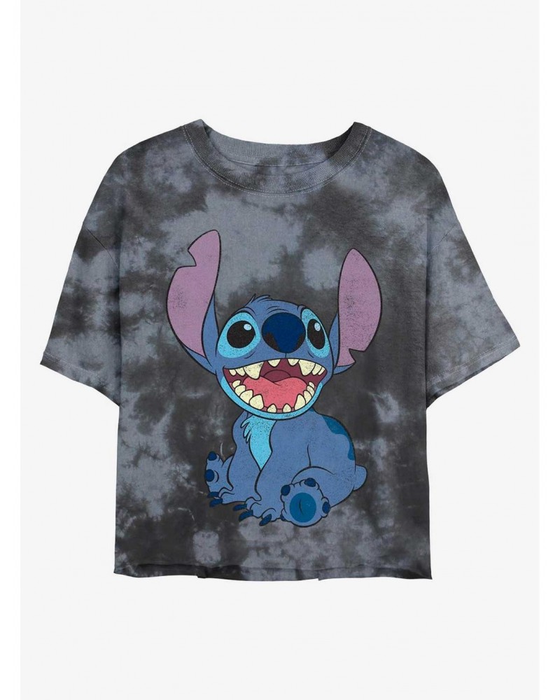 Disney Lilo & Stitch Happy Stitch Tie-Dye Girls Crop T-Shirt $9.48 T-Shirts