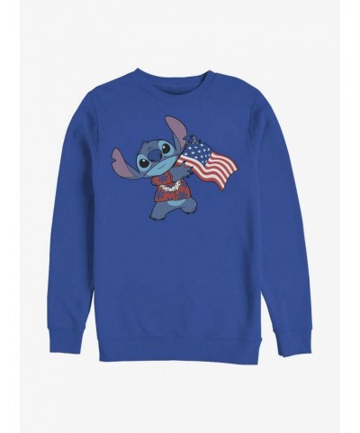 Disney Lilo & Stitch Tropic Stitch Flag Crew Sweatshirt $11.51 Sweatshirts