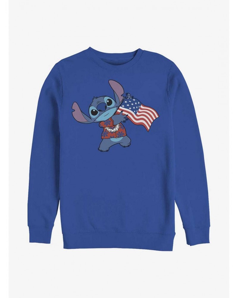 Disney Lilo & Stitch Tropic Stitch Flag Crew Sweatshirt $11.51 Sweatshirts