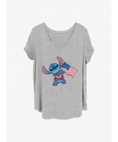 Disney Lilo & Stitch Tropic Stitch Flag Girls T-Shirt Plus Size $7.40 T-Shirts