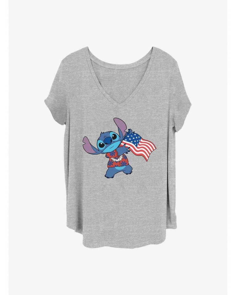 Disney Lilo & Stitch Tropic Stitch Flag Girls T-Shirt Plus Size $7.40 T-Shirts