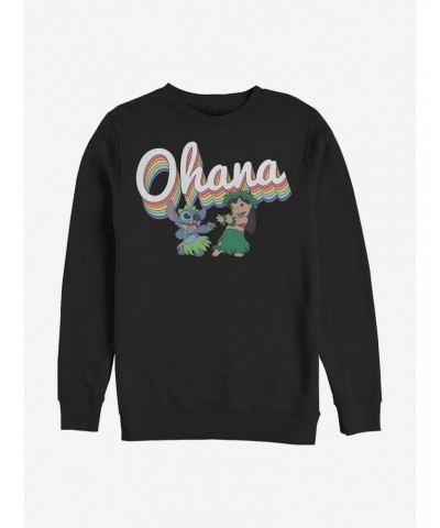 Disney Lilo & Stitch Rainbow Ohana Crew Sweatshirt $10.04 Sweatshirts