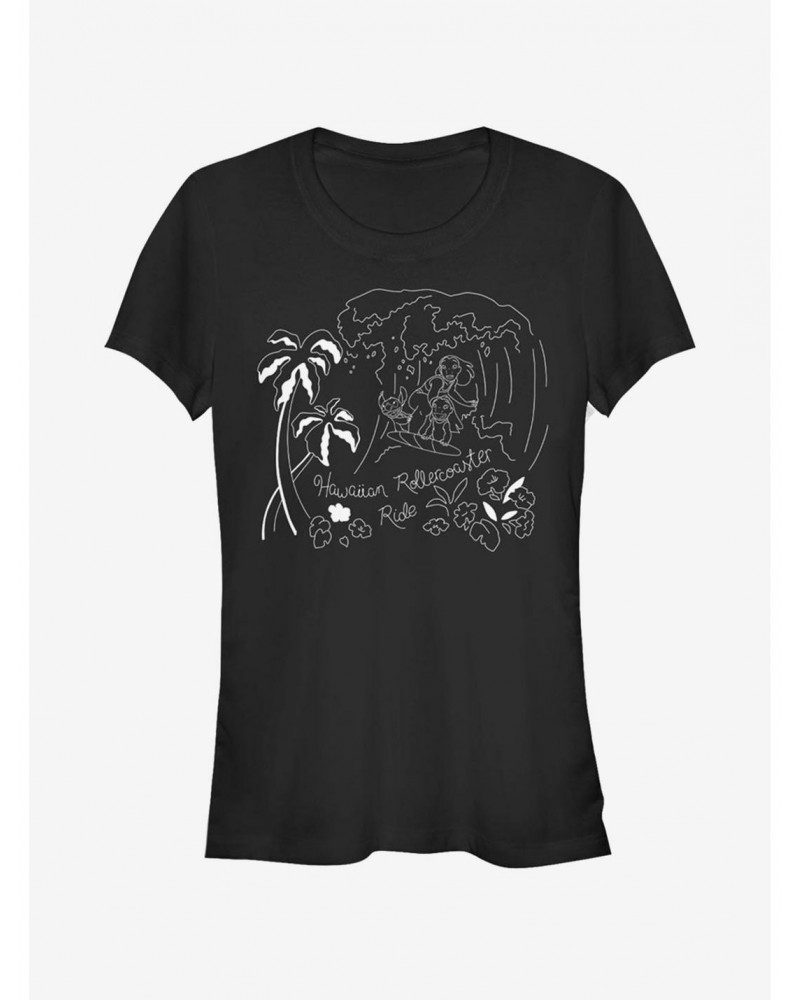 Disney Lilo & Stitch Stitch Surf Line Art Girls T-Shirt $7.57 T-Shirts