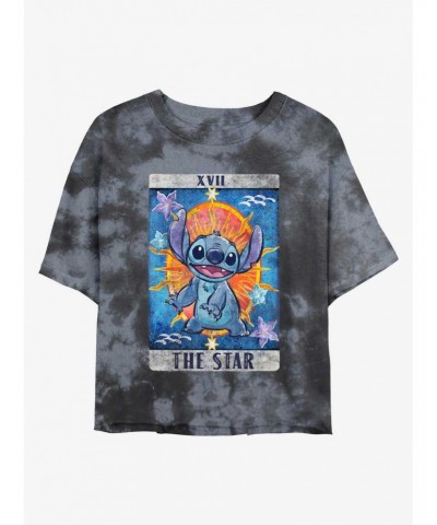 Disney Lilo & Stitch The Star Tarot Card Tie-Dye Girls Crop T-Shirt $11.56 T-Shirts