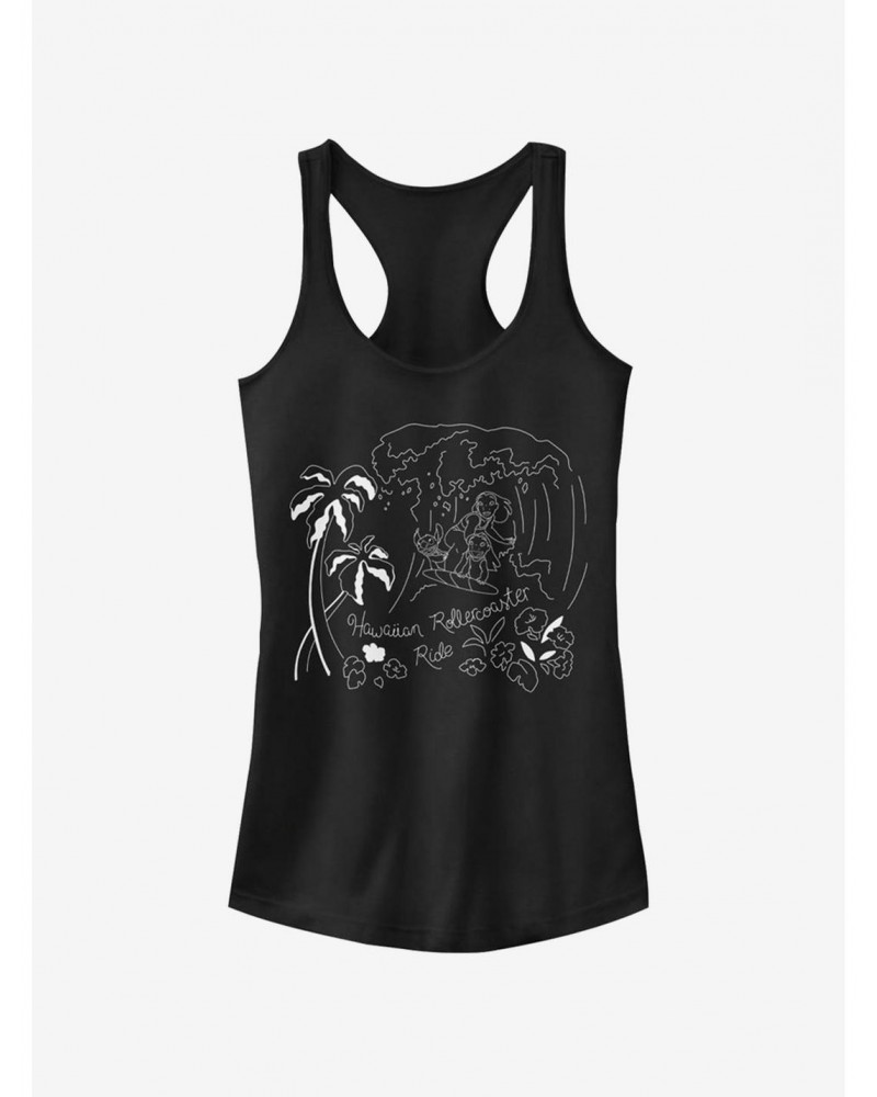 Disney Lilo & Stitch Stitch Surf Line Art Girls Tank $8.37 Tanks