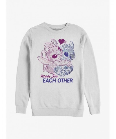 Disney Lilo & Stitch Made For Eachother Crew Sweatshirt $13.87 Sweatshirts