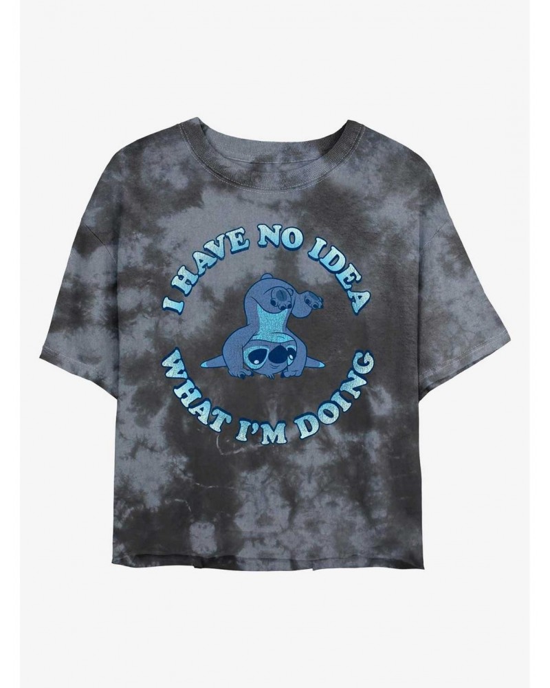 Disney Lilo & Stitch No Idea Tie-Dye Girls Crop T-Shirt $9.94 T-Shirts