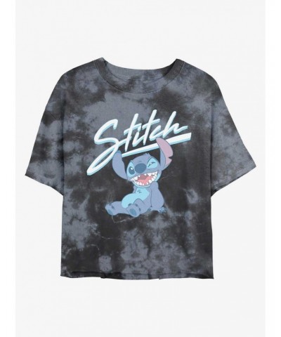 Disney Lilo & Stitch Wink Tie-Dye Girls Crop T-Shirt $11.10 T-Shirts