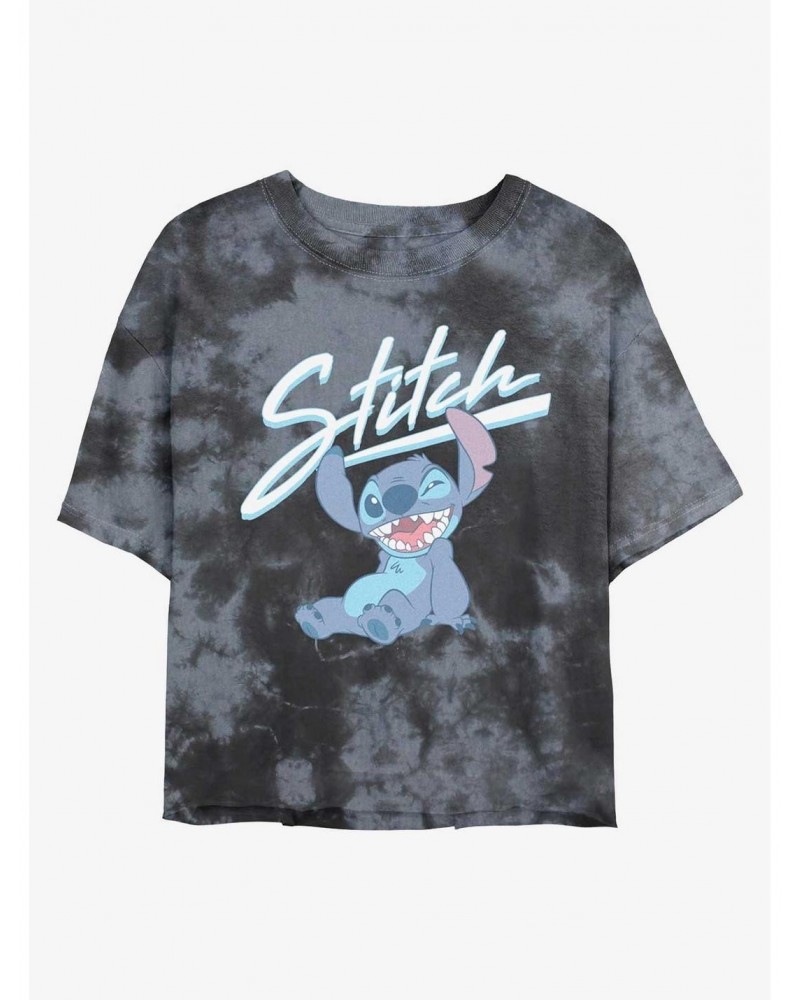 Disney Lilo & Stitch Wink Tie-Dye Girls Crop T-Shirt $11.10 T-Shirts