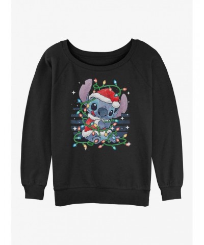 Disney Lilo & Stitch Christmas Lights Girls Slouchy Sweatshirt $14.17 Sweatshirts