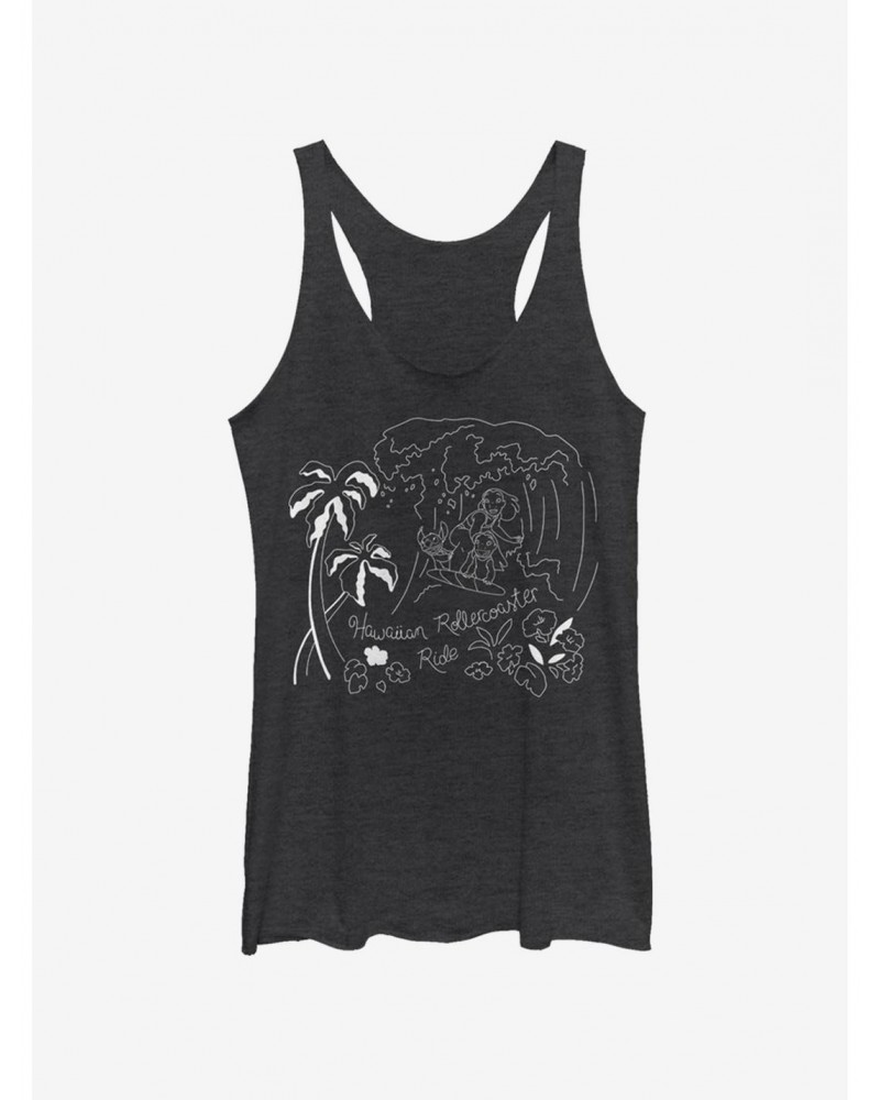 Disney Lilo & Stitch Stitch Surf Line Art Girls Tank $9.12 Tanks