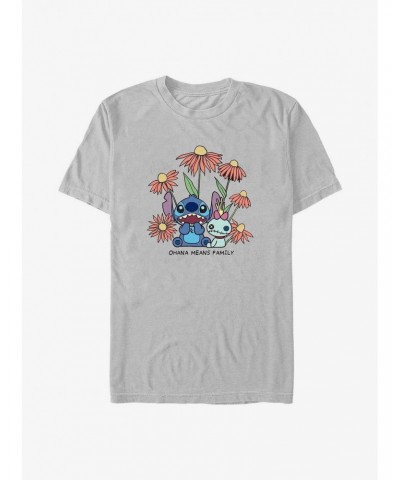 Disney Lilo & Stitch Chibi Floral T-Shirt $7.07 T-Shirts