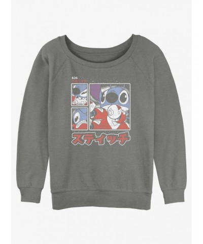 Disney Lilo & Stitch Pew Pew Panels Girls Slouchy Sweatshirt $9.15 Sweatshirts