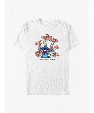 Disney Lilo & Stitch Chibi Floral T-Shirt $7.46 T-Shirts