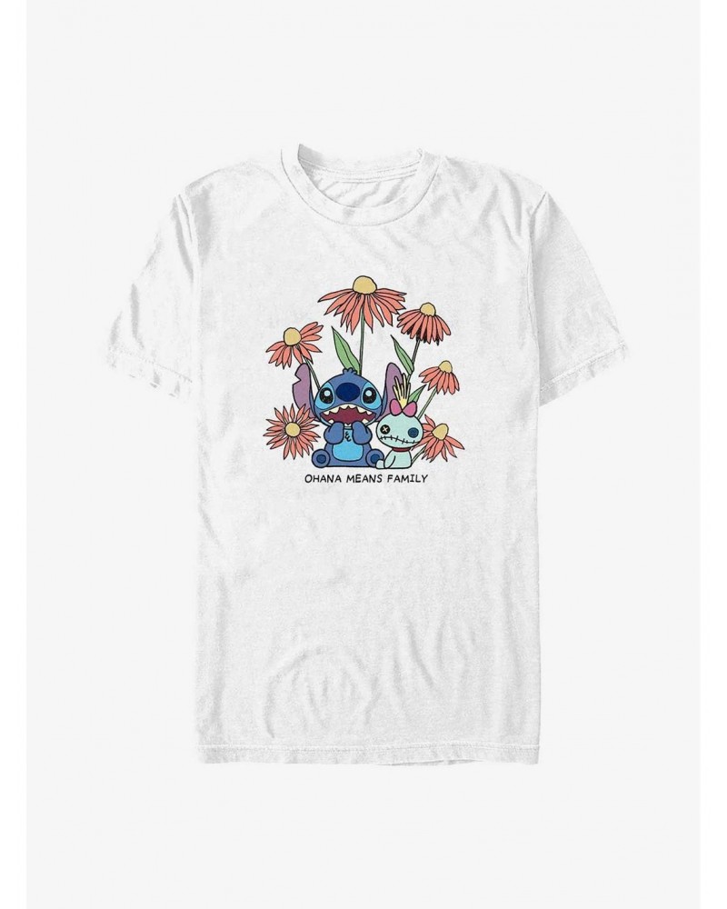 Disney Lilo & Stitch Chibi Floral T-Shirt $7.46 T-Shirts