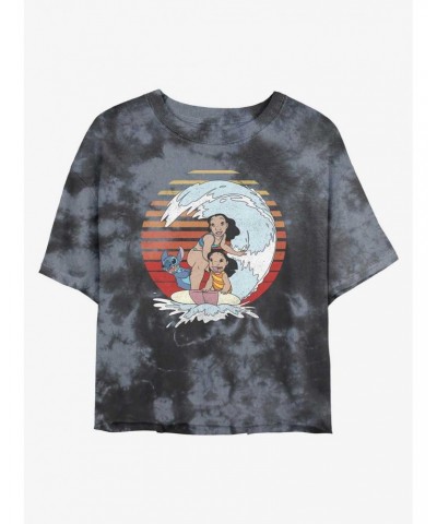 Disney Lilo & Stitch Sunset Family Tie-Dye Girls Crop T-Shirt $11.56 T-Shirts