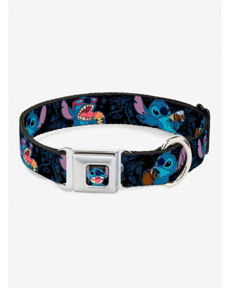 Disney Lilo & Stitch Snacking Poses Seatbelt Buckle Dog Collar $10.71 Pet Collars