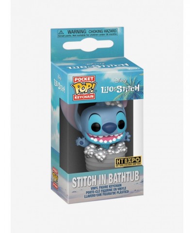 Funko Disney Lilo & Stitch Pocket Pop! Stitch In Bathtub Vinyl Figure Key Chain 2022 HT Expo Exclusive $3.65 T-Shirts