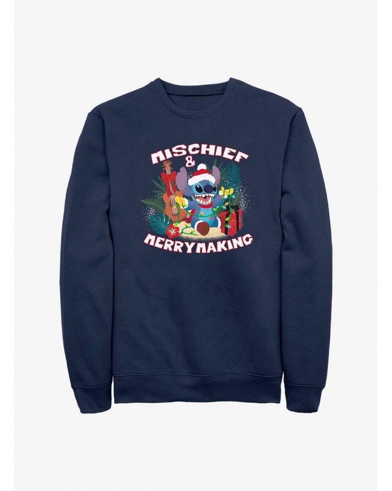 Disney Lilo & Stitch Mischief And Merrymaking Crew Sweatshirt $12.99 Sweatshirts