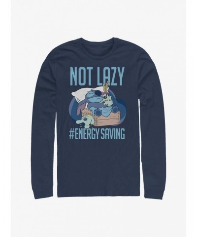 Disney Lilo & Stitch Not Lazy Energy Saving Long-Sleeve T-Shirt $12.11 T-Shirts