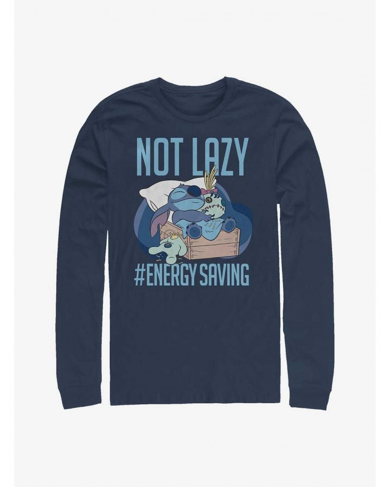 Disney Lilo & Stitch Not Lazy Energy Saving Long-Sleeve T-Shirt $12.11 T-Shirts