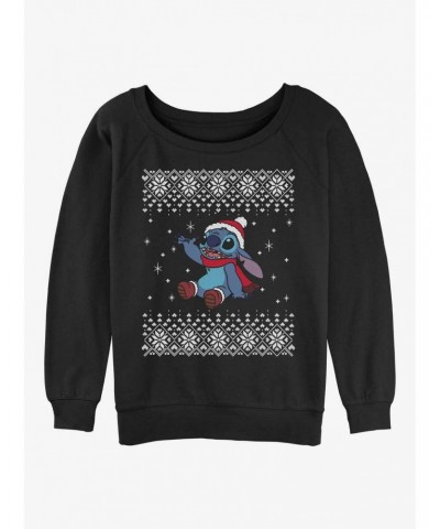 Disney Lilo & Stitch Snow Day Ugly Christmas Girls Slouchy Sweatshirt $11.81 Sweatshirts