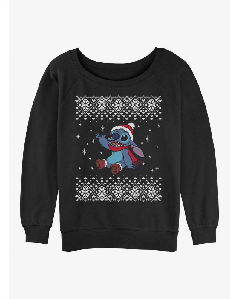 Disney Lilo & Stitch Snow Day Ugly Christmas Girls Slouchy Sweatshirt $11.81 Sweatshirts