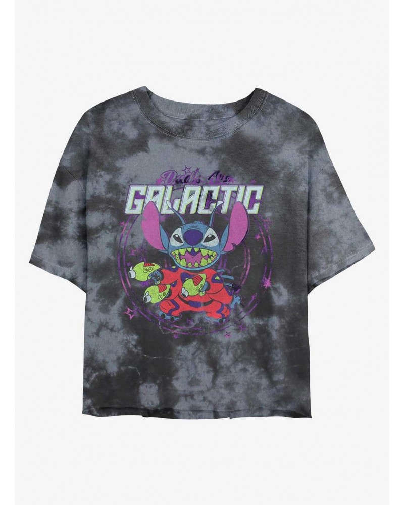 Disney Lilo & Stitch Galactic Dad Tie-Dye Girls Crop T-Shirt $8.09 T-Shirts