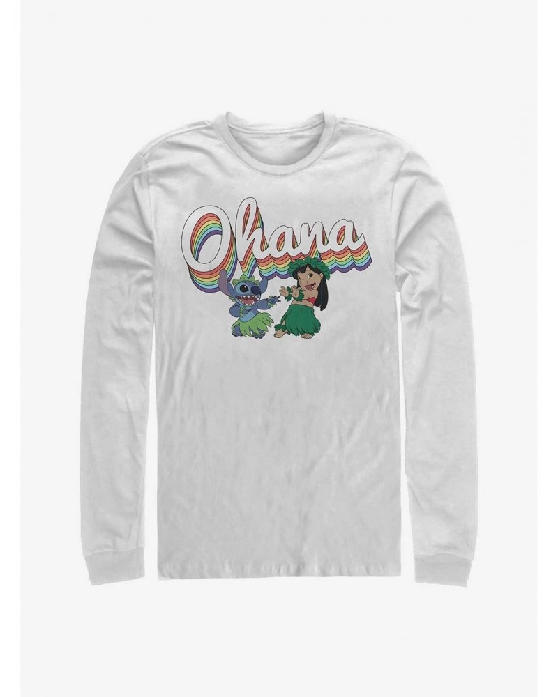 Disney Lilo & Stitch Rainbow Ohana Long-Sleeve T-Shirt $12.11 T-Shirts