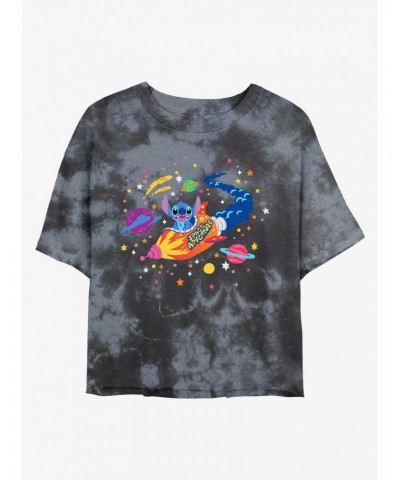 Disney Lilo & Stitch Rocket Space Adventure Tie-Dye Girls Crop T-Shirt $7.17 T-Shirts