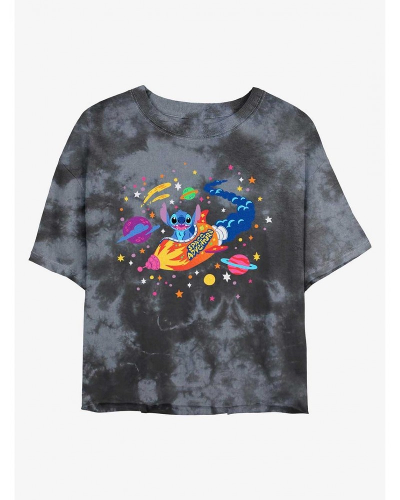 Disney Lilo & Stitch Rocket Space Adventure Tie-Dye Girls Crop T-Shirt $7.17 T-Shirts