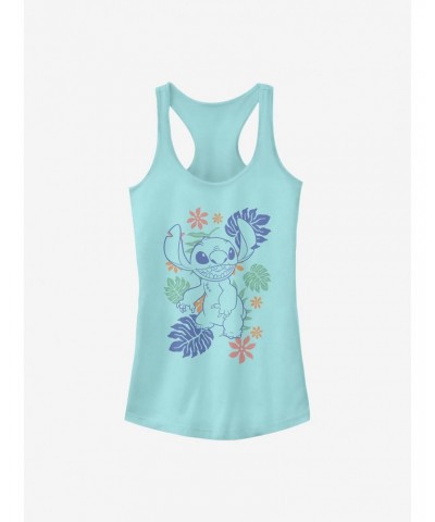 Disney Lilo & Stitch Retro Tropical Tonal Stitch Girls Tank $7.97 Tanks