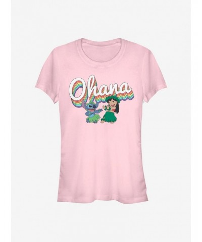 Disney Lilo & Stitch Rainbow Ohana Girls T-Shirt $7.57 T-Shirts