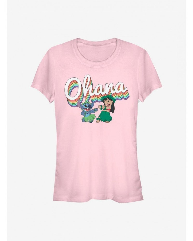 Disney Lilo & Stitch Rainbow Ohana Girls T-Shirt $7.57 T-Shirts