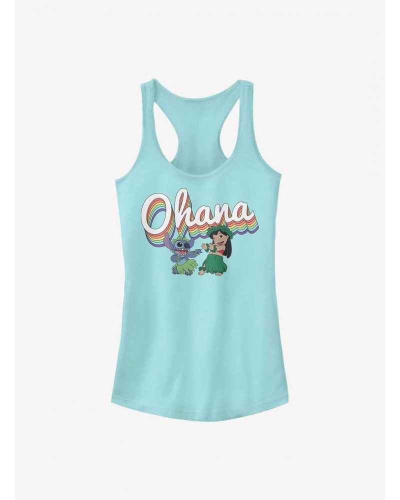 Disney Lilo & Stitch Rainbow Ohana Girls Tank $9.76 Tanks