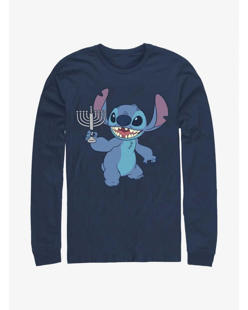 Disney Lilo & Stitch Hanukkah Menorah Long-Sleeve T-Shirt $10.26 T-Shirts