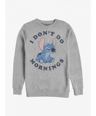 Disney Lilo & Stitch I Don't Do Mornings Crew Sweatshirt $9.45 Sweatshirts