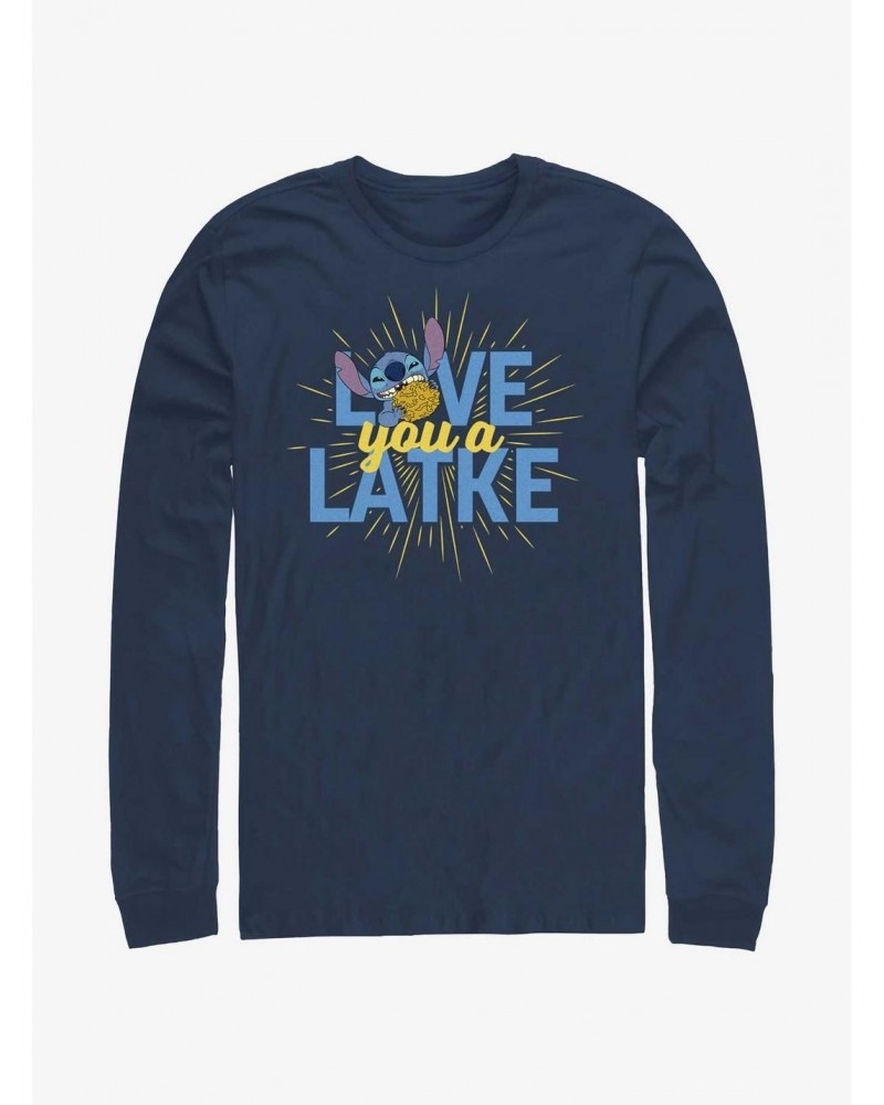 Disney Lilo & Stitch Hanukkah Love You A Latke Long-Sleeve T-Shirt $12.90 T-Shirts