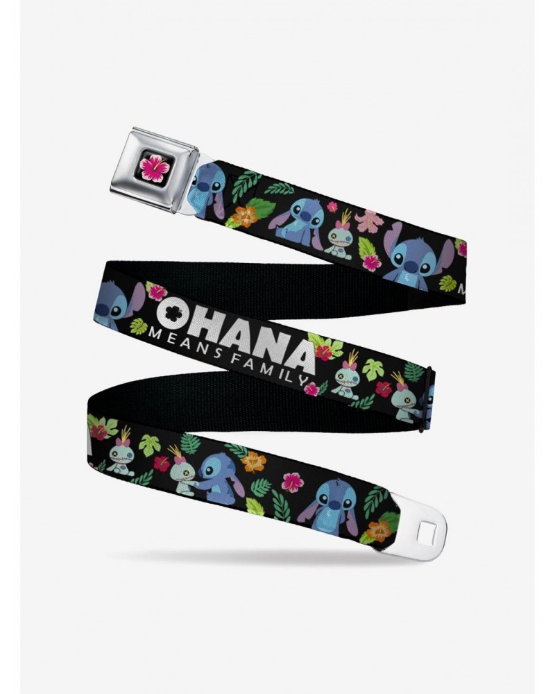 Disney Lilo & Stitch Ohana Means Family Scrump Poses Tropical Flora Seatbelt Belt $11.95 Belts