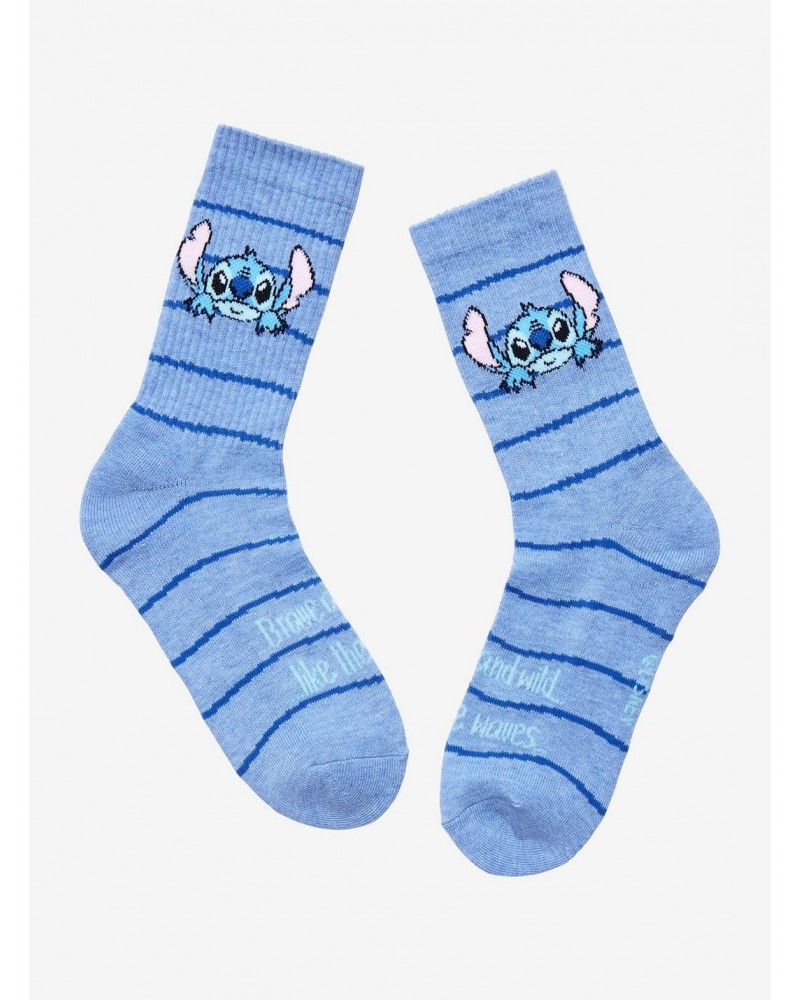 Disney Lilo & Stitch Waves Stripe Crew Socks $1.93 Socks