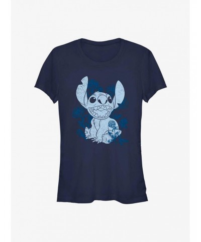 Disney Lilo & Stitch Floral Sketch Girls T-Shirt $7.97 T-Shirts