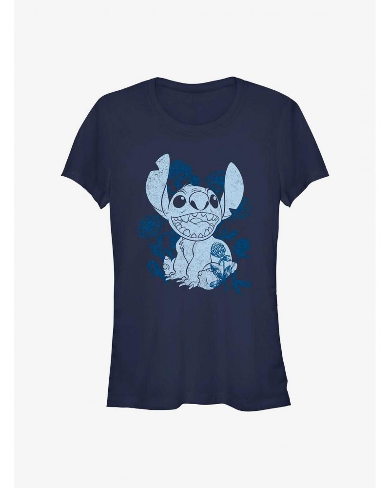 Disney Lilo & Stitch Floral Sketch Girls T-Shirt $7.97 T-Shirts