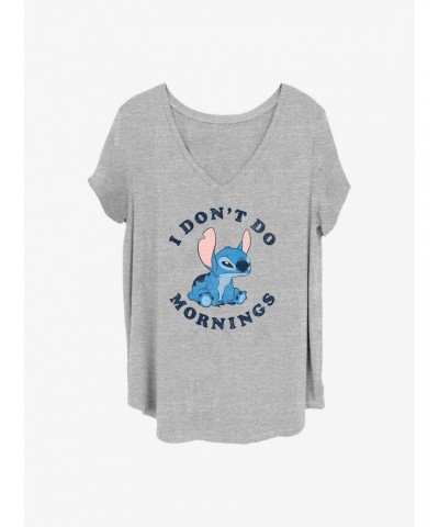 Disney Lilo & Stitch I Don't Do Mornings Girls T-Shirt Plus Size $9.25 T-Shirts