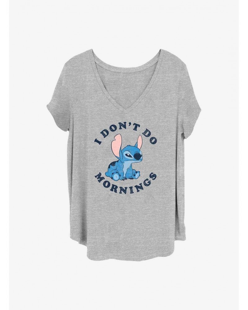 Disney Lilo & Stitch I Don't Do Mornings Girls T-Shirt Plus Size $9.25 T-Shirts